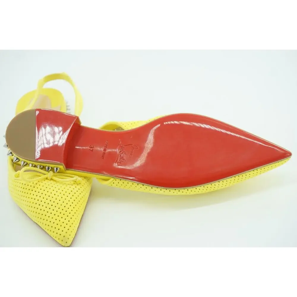 Christian Louboutin Hall Pointy Toe Slingback Ballet Flat Spiked Suede
